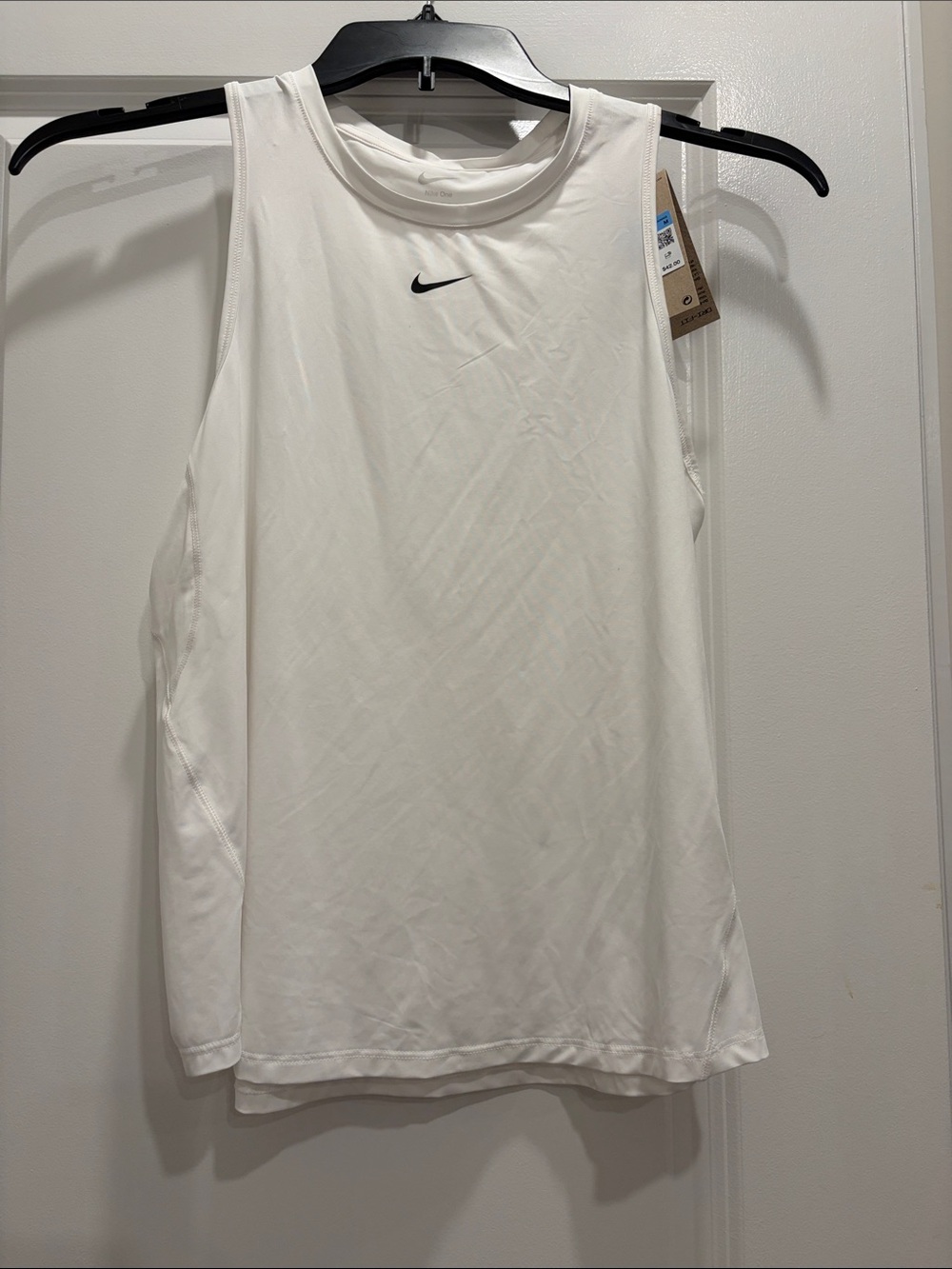 Nike White Women’s Athletic Tank Top with Black Swoosh